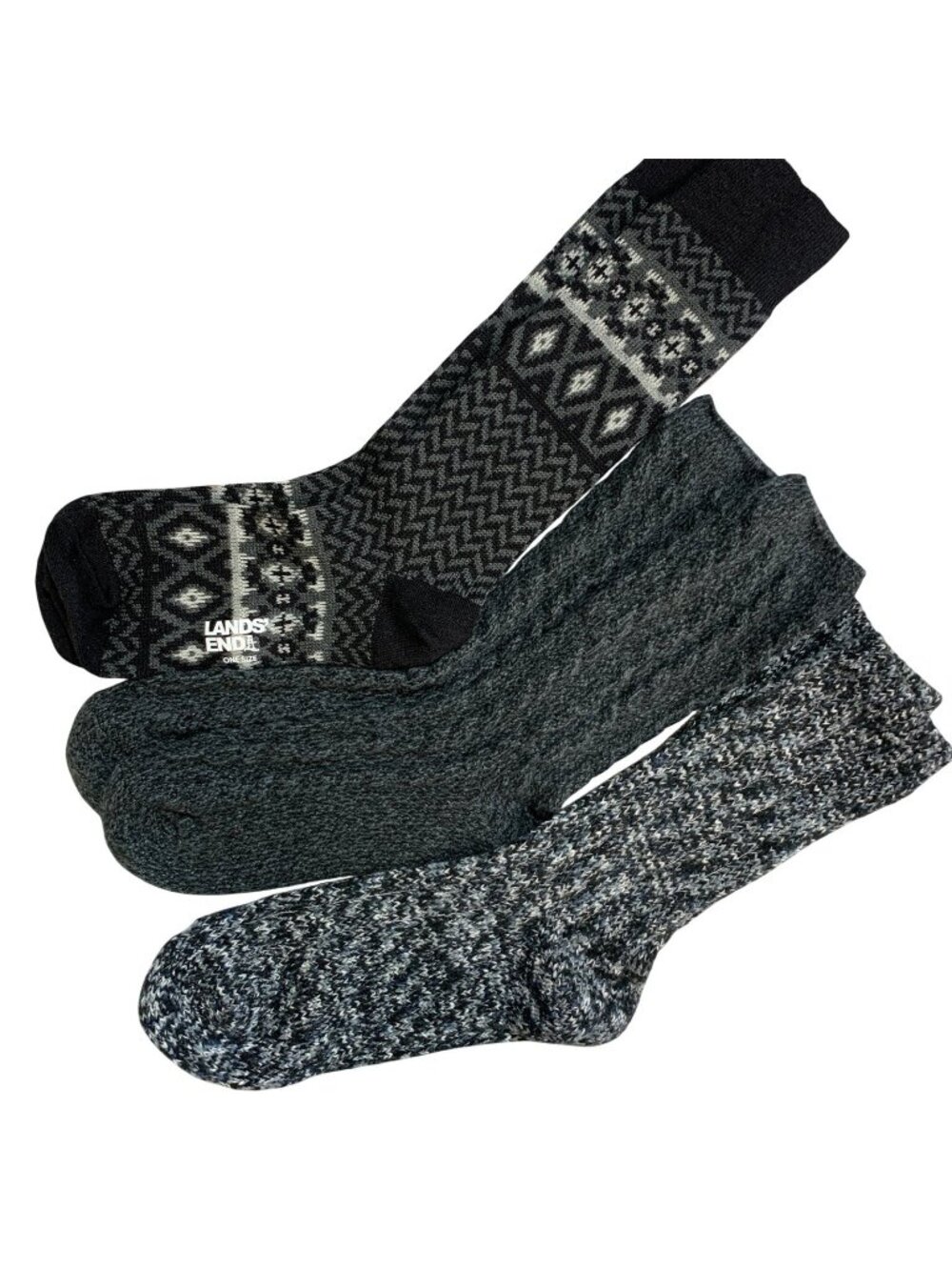 3 Pair Bundle NWOT Winter Boot Socks Women's One Size Gray Black Knit